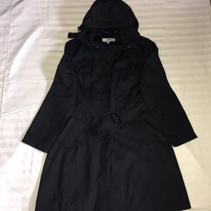 Black Hooded Rain Coat